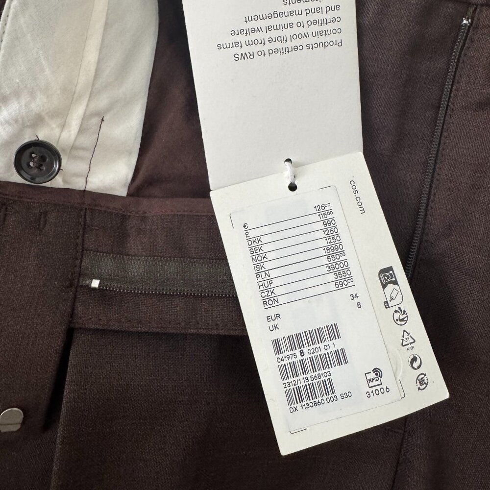 COS Wide-Leg Pleated Wool Trousers - Picture 9 of 11